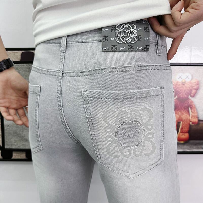 Spring and Summer New Trendy European-Style Premium Jeans, Slim-Fit Skinny Jeans, High-End Trendy Brand Jeans