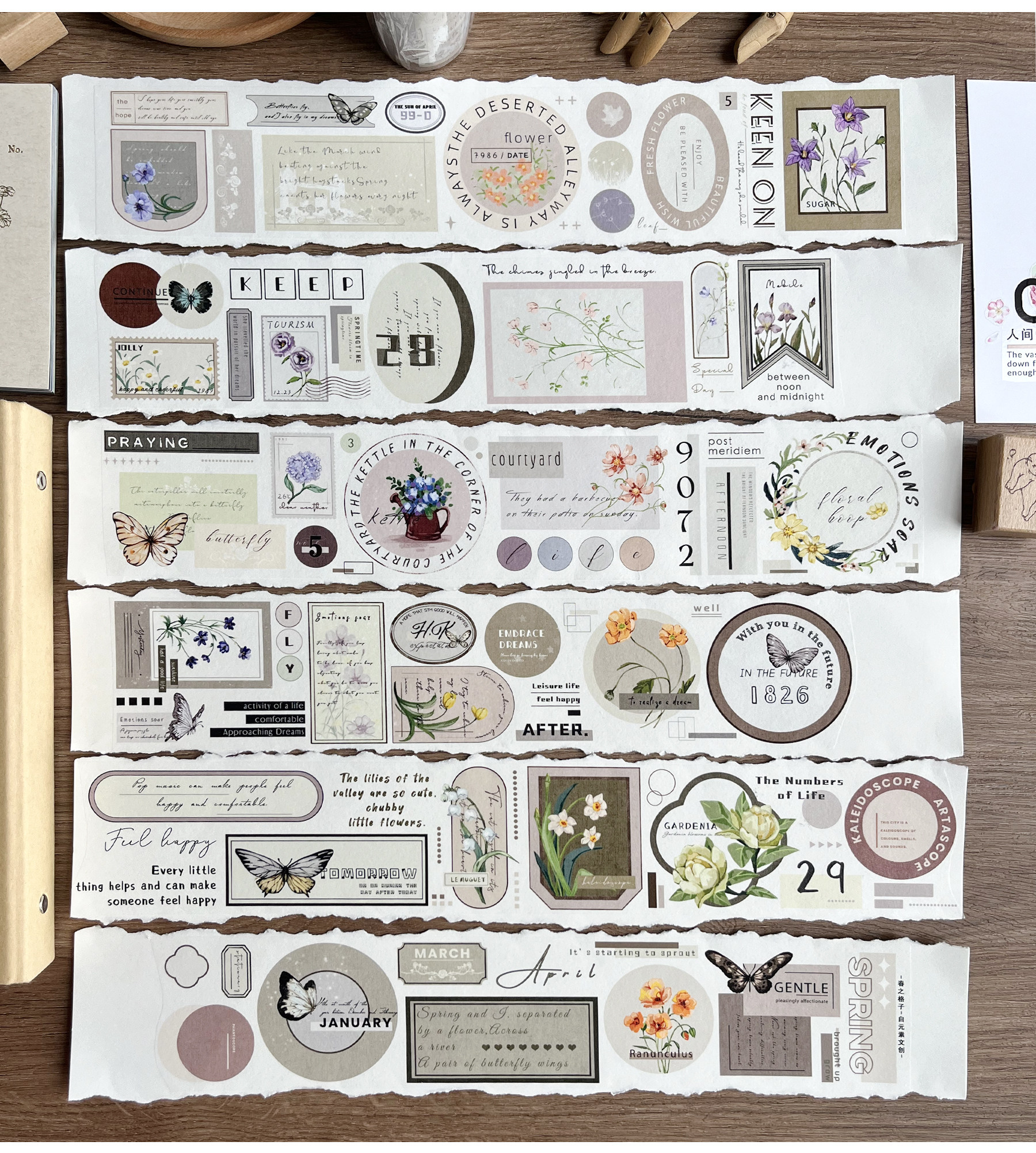 Vintage Blume Schmetterling Wörter Gitter gestanzt Haustier Washi Bänder Handwerk liefert DIY Scrapbooking-Karte machen dekorative Plan Aufkleber – Detail 6