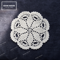 Zhiyu nostalgic old-fashioned vintage hand-woven coaster hollow cotton thread Fresh literary small plate pad Dandelion flower