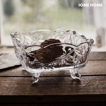 Zhiyu Nordic retro embossed transparent glass snack bowl Creative dried fruit cold dish pickle side dish small fruit bowl