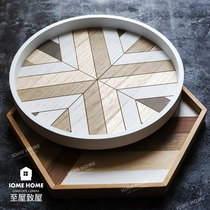 Zhiyu Nordic ins splicing creative hexagonal round tray Household storage plate Jewelry storage wooden plate Tea plate