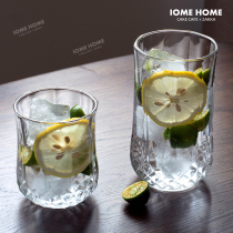 Diamond embossed glass Breakfast milk juice glass Bar Whiskey foreign glass Transparent beer glass