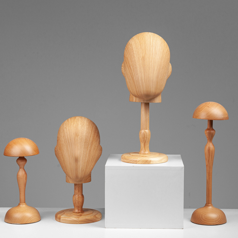 Wood Grain Color Mannequin Head Desktop Display Stand Hat Stand Glasses Stand Wig Display Stand Hat Display Storage Rack
