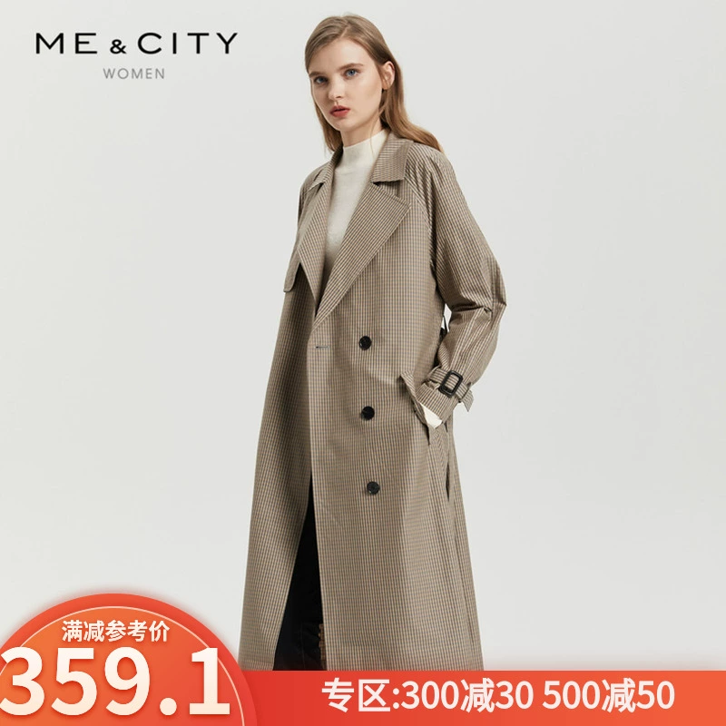 MECITY dành cho nữ đích thực 2020 xuân mới dài tay thắt lưng thời trang kẻ sọc trench coat nữ 534804 - Trench Coat