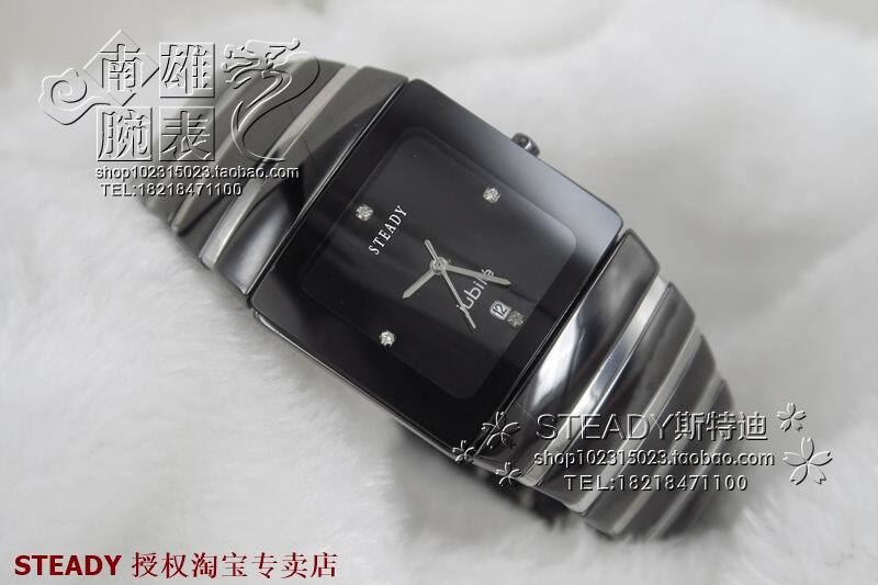 Steady Rd Silver Diamond Watch with White and All-Black Ceramic Quartz Fashion Couple Watch 03 Steady Rd Silver Diamond Watch with White and All-Black Ceramic Quartz Fashion Couple Watch 03