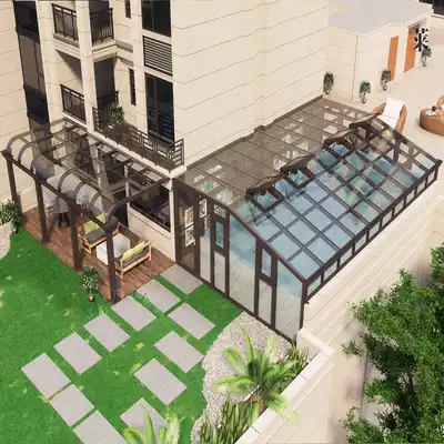 Villa terrace aluminum-clad wood greenhouse hollow insulation broken bridge aluminum integrated doors and windows painted steel structure aluminum alloy