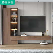 Suspended TV cabinet minimalist modern suspended small family living room TV enclosure combination customised whole wall lockers