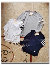 tb Italian production 21 spring and summer new 4-bar children round collar long sleeve T-shirt