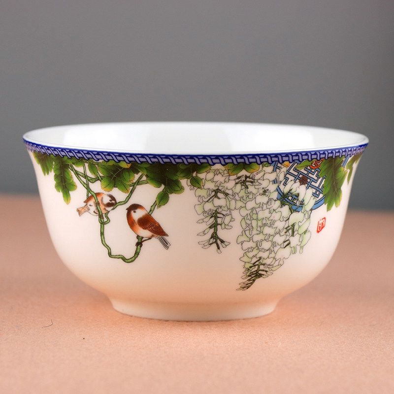 Jingdezhen Bone Porcelain Glaze Color bowls 4 5 inches Admiralty Tableware Matching Bowls Green Flowers Chinese Rice Bowls Children Bowls Home-Taobao