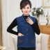 Quần áo mùa đông trung niên denim thêu nữ vest ngắn đoạn hoang dã không tay áo bà ngoại XL béo mẹ quần áo Áo vest