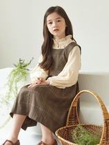 British next music girls spring dress 2024 new girls long-sleeved shirt suit suspender skirt