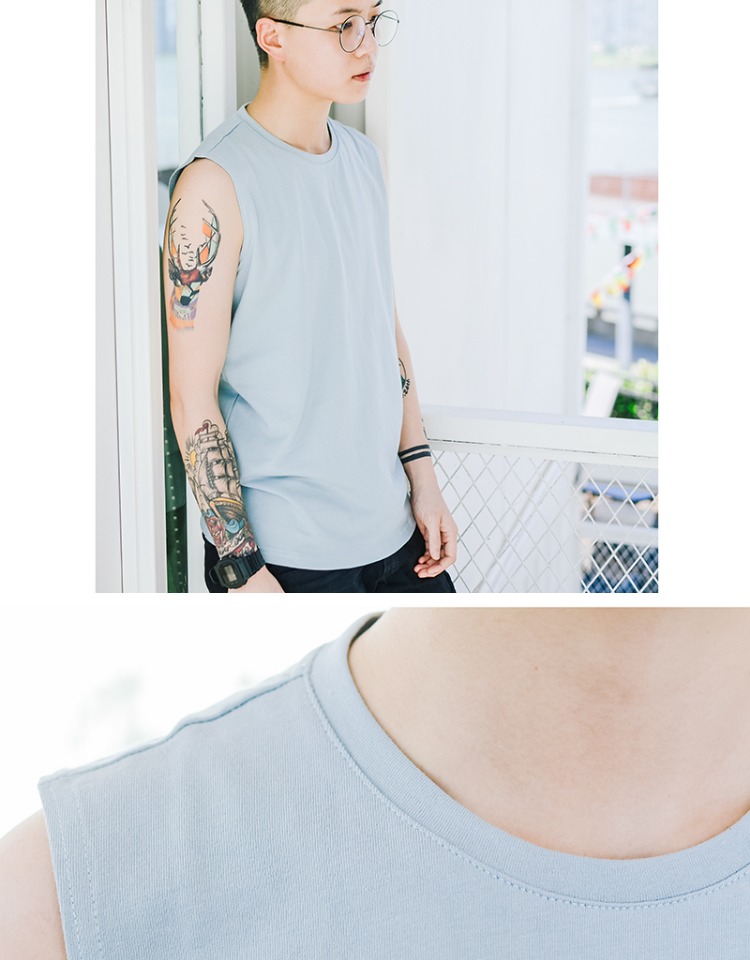 [UNIQUE HOME] áo thun không tay vai cotton cotton cỡ nhỏ nam trung tính LES đẹp trai T mặc vest rộng vai áo khoác không tay