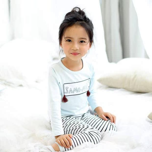 恩 Đồ lót trẻ em của Ai Lala cho bé gái mùa xuân và mùa thu lycra cotton quần mùa thu cotton áo len nhà bộ đồ giữ nhiệt cho bé