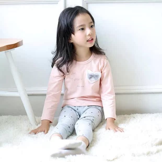恩 Đồ lót trẻ em của Ai Lala cho bé gái mùa xuân và mùa thu lycra cotton quần mùa thu cotton áo len nhà bộ đồ giữ nhiệt cho bé