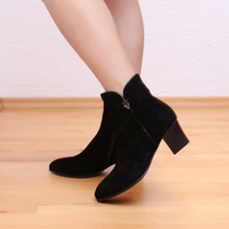Soft soft wide last G good comfortable soft cashmere KUFENBERG 6-7526 middle heel boots