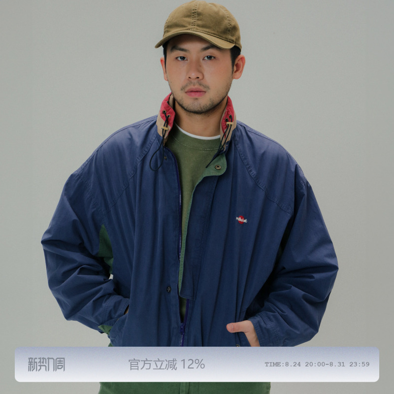 Milkshot Color-Blocked Designer Cityboy Retro Jacket Autumn and Winter Small High Street Commuter Men's Jacket