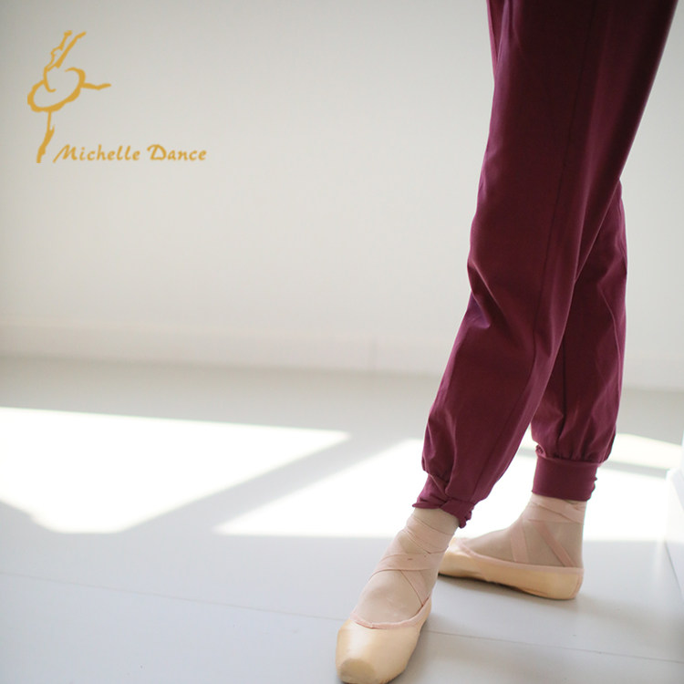 MichelleDance exclusive custom-made dance house human legs a pair of ballet training pants cotton Lycra bow tie closure