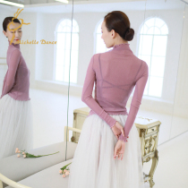 Michelle Dance Shiny and comfortable long-sleeved ear-edged turtleneck ballet base shirt Purple