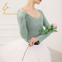 Michelle Dance Soft warm transparent new gold thread knitted classic Ballet practice bolero White