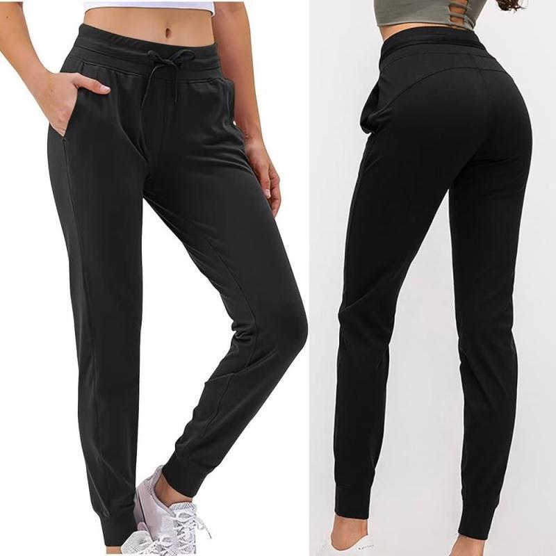 Women's Spring and Autumn Mid-High Waist Soft Elastic Drawstring Jogger Pants with Pockets, Slightly Oversized