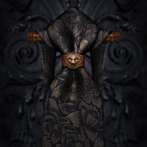 Romarinus high-end deep grey dark golden textured pattern retro-tie male mulberry silk gift box dress