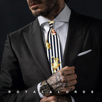  Royallords Collection Level * Abstract Black and white Striped Antique Pattern Silk Casual Retro Tie Z103