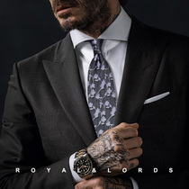 Royallords to Tibetan level * light grey retro patterned crushed floral pattern genuine silk casual tie male Korean version Z212
