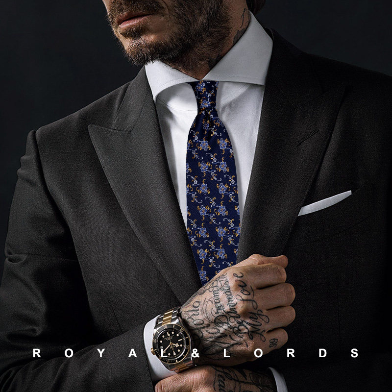 Royallords to Tibetan level * blue flowers comeback crummy floral silk casual tie male Korean version Z532