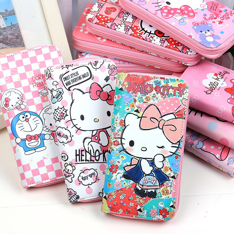 Children's Wallet Korean Style Cartoon Cute Zipper Long Wallet Student Multi-Card Slot Mobile Phone Coin Purse Wallet for Women