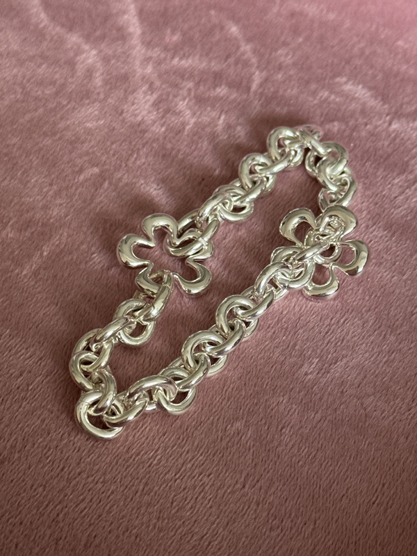 S925 Sterling Silver Flower Bracelet Solid Chain Flower Bracelet