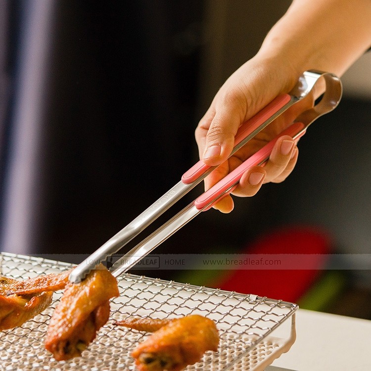 Pink stainless steel barbecue clip non-slip anti-scalding Korean barbecue food clip