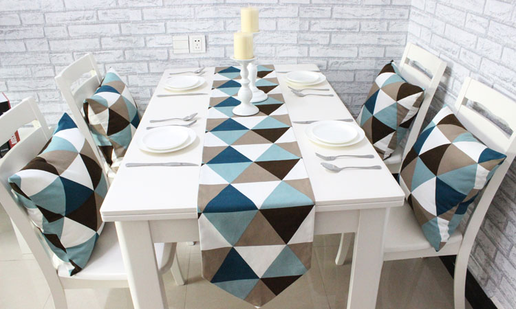 Boutique đơn giản hình học bảng bàn cờ hiện đại đơn giản Châu Âu placemats Vải thời trang bàn cà phê cờ giường giường đuôi tùy chỉnh khăn trải bàn vải bố