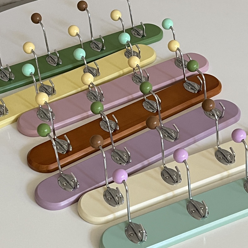 Vintage Korean-Style Ins French-Style Coat Rack with 4 Hooks for Decoration, Suitable for Homestays, Cafes, and Clothing Stores, Made of Antique Solid Wood Vintage Korean-Style Ins French-Style Coat Rack with 4 Hooks for Decoration, Suitable for Homestays, Cafes, and Clothing Stores, Made of Antique Solid Wood