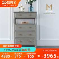 Burmese Forest Drawer Cabinet Bucket Cabinet Side Cabinet Wine Cabinet Fancy Light Lavish Superior Grey Modern American Full Solid Wood Water-based Paint