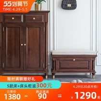 Burmese Forest light lavish log swapped shoes stool small shoe cabinet Shut Down Cabinet Door Head Upholstered Stool Storage Containing Low Cabinet