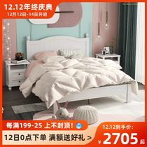 Simple American white childrens bed Jane Mei youth furniture solid wood environmental protection water paint girl solid wood bed Maine