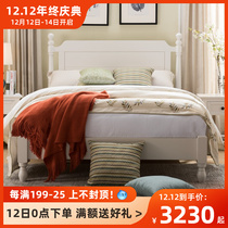 Maine forest American bed full solid wood light luxury column European White log idyllic princess bed master bedroom double bed