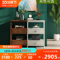 Burmese Forest Disposal Cabinet Dining Side Cabinet Xuan Guan Cabinet Bucket Cabinet Side Cabinet Bedroom Light Lavish American Full Solid Wood Grey