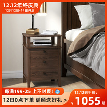 Solid Wood small cabinet Cabinet narrow bedside table American mini simple ash wood non-installation drawer bedroom
