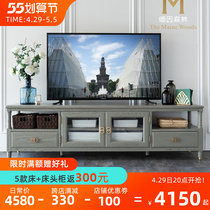 Grey Full Solid Wood TV Cabinet Modern Living Room American Morandi Light Lavish Style Little Crowdamerican Furniture White Wax Wood