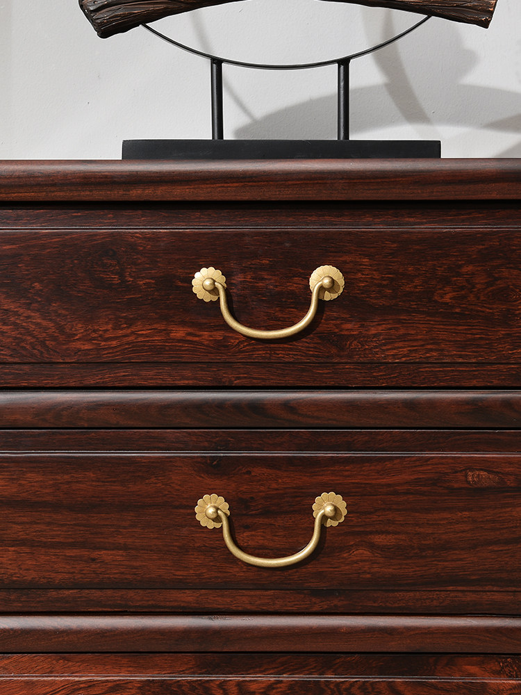 Brass pull handle Zhangwood box integral cupboard door medicine cabinet drawers antique small handle Chinese vinoquine bronze handle five gold accessories