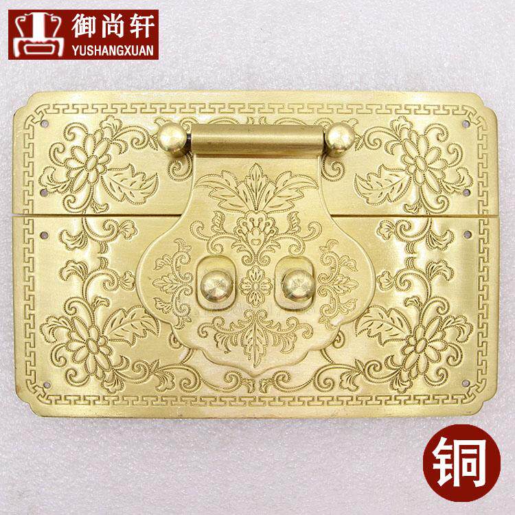 12cm square lock buckle clasp vintage jewelry box box buckle box row vintage lock piece lock nose camphor wood box Copper accessories