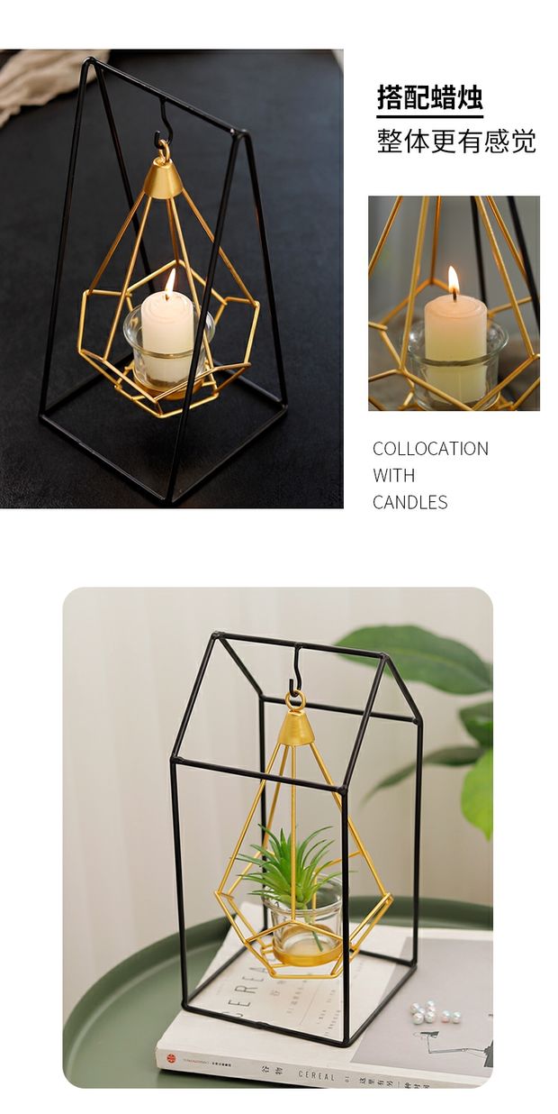 Bắc Âu hiện đại tối giản kim loại sáng tạo treo nến phòng khách hiên nhà rượu tủ trang trí nhỏ đồ trang trí decor phòng khách