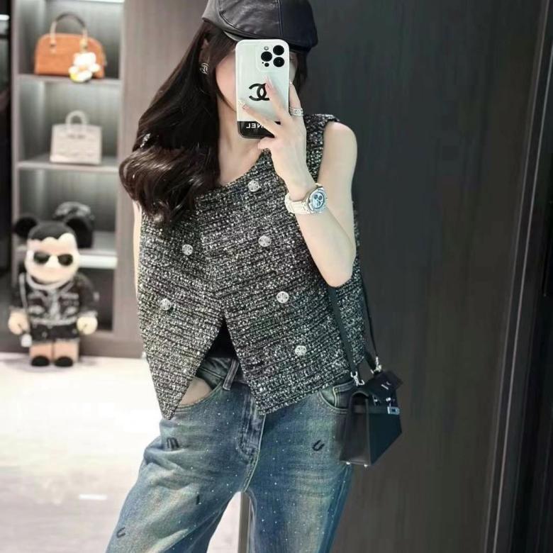 Short Chanel-Style Vest for Women, 2026 Autumn New High-Quality Ancola Red Double-Breasted Sequined Sleeveless Jacket