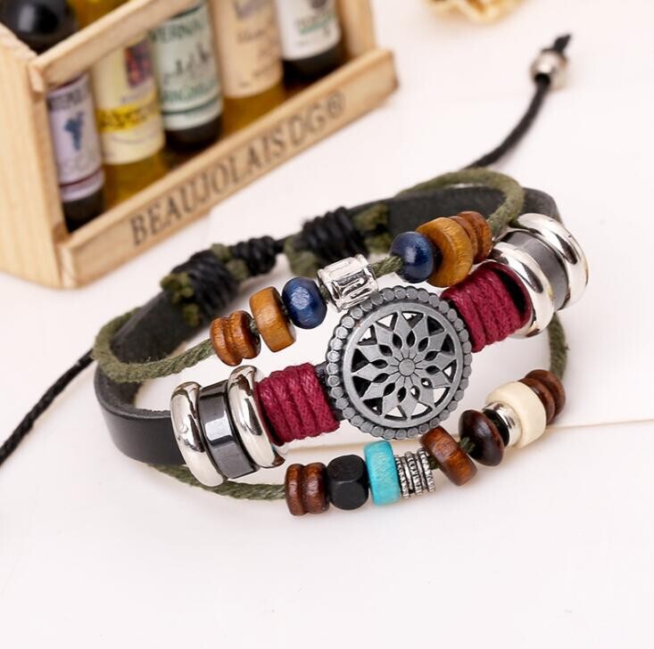 Turkish Blue Eye Leather Cord Bracelet for Men, Niche Internet Celebrity Style, Multi-Layer Bracelet for Female Students, Personalized Forest Style Trend