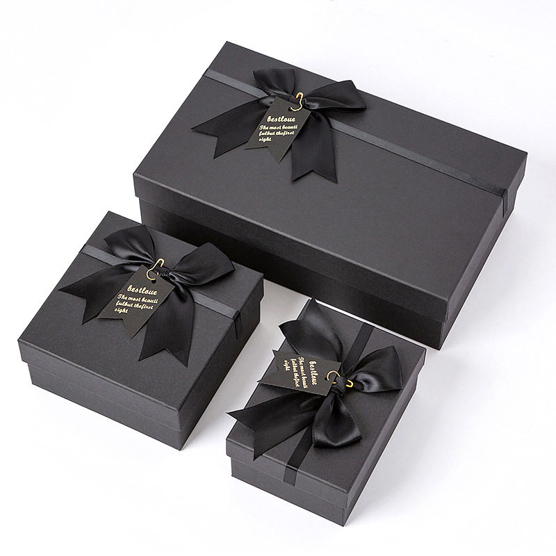 Black bow gift box holiday wedding gift box high-end packaging box plus gift box special shot