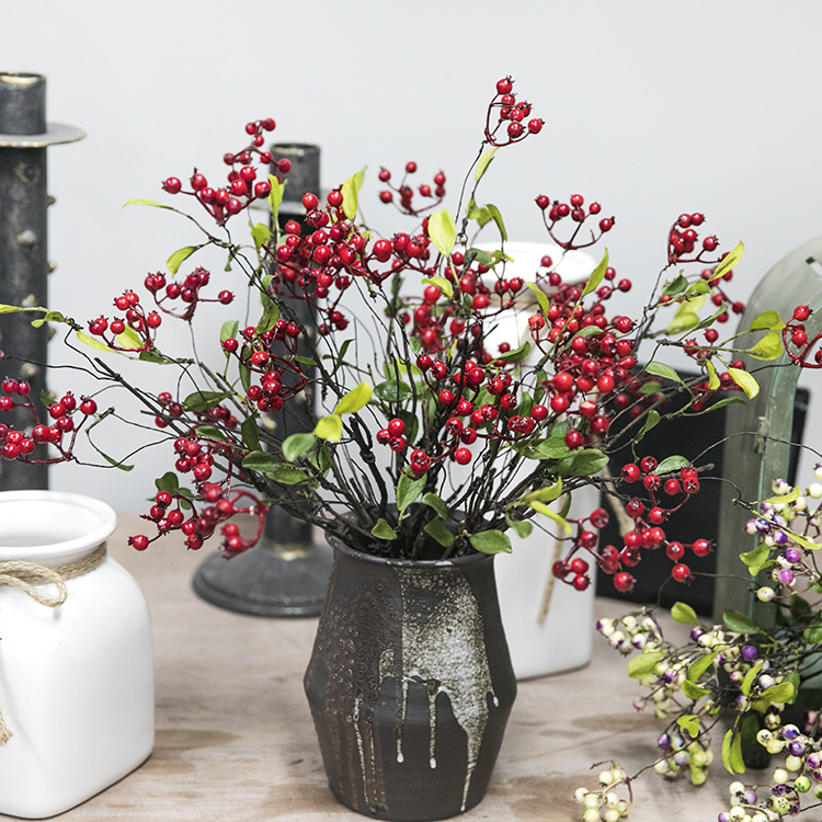 Small branch pomegranate fruit Simulation ivy small red fruit Decoration decoration home decoration flower arrangement new house dining room decoration supplies
