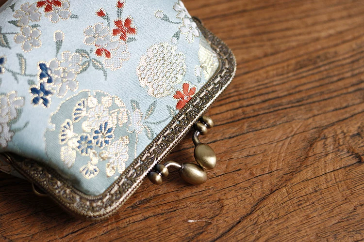 Túi xách Dumbhand Bản gốc và gió hoa thổ cẩm damask sườn xám ly hợp túi retro miệng vàng đồng xu ví nhỏ