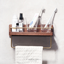 Sufeng solid wood non-perforated wall-mounted toilet multifunctional rack towel bar Tooth Cup holder cosmetics storage rack