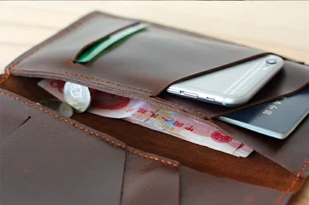 Ví cầm tay hai kim một ví da hộ chiếu bao da đa năng ID thẻ du lịch gói ví đựng passport da thật